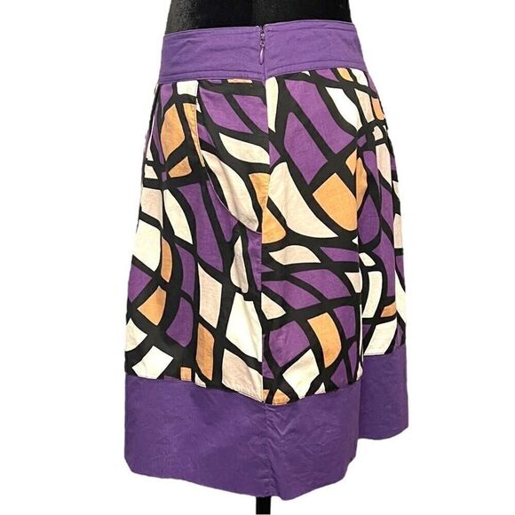Dillard’s Pink Twill Purple Black White Tan Cotton Circle Skater Skirt Size 8 - Picture 3 of 9